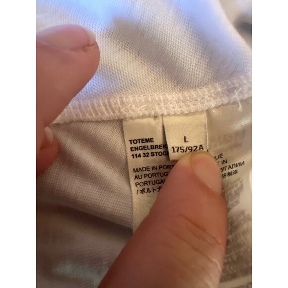 Totême Assymetric Jersey Tee White Cotton Unisex T-Shirt Size L Made In Portugal - Picture 3 of 6